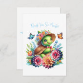 楽しいフローラウミガメありがとうノートカード サンキューカード (正面/裏面)