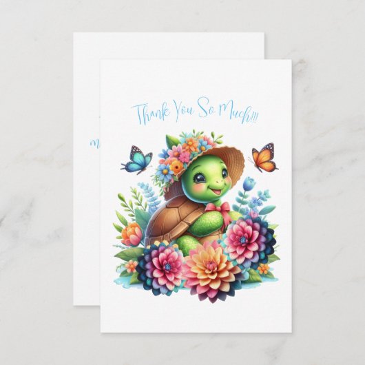 楽しいフローラウミガメありがとうノートカード サンキューカード (正面/裏面)