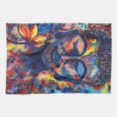 楽しいブッダオリジナル抽象芸術アートワーク キッチンタオル (横)