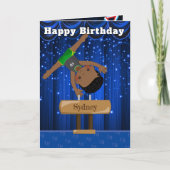 楽しいブラックボーイズ体操の秘密メッセージの誕生日 カード (正面)