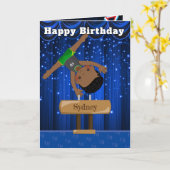楽しいブラックボーイズ体操の秘密メッセージの誕生日 カード (黄色い花)
