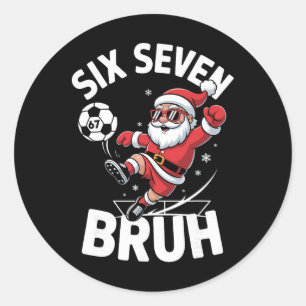 楽しいブラッサッカーサンタ67ミームクリスマスXmasパジャマ ラウンドシール