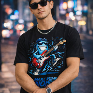 楽しいブルーギタリストキャラクター ミュージック Tシャツ