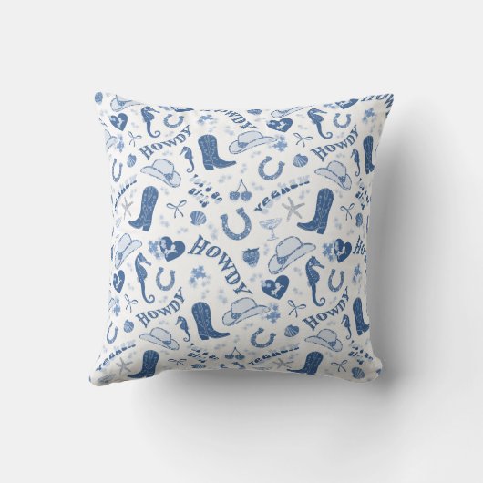 楽しいブルーコーストカウガールパターン クッション (裏面)