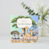楽しいブルーサファリ誕生日 カード (スタンド正面)