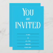 楽しいブルー招待状のイベント 招待状 (正面/裏面)
