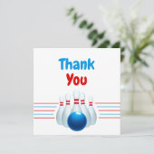 楽しいブルー＆レッドボウリングキッズ6歳誕生日 サンキューカード (スタンド正面)