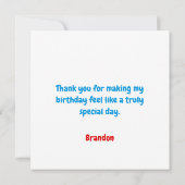 楽しいブルー＆レッドボウリングキッズ6歳誕生日 サンキューカード (裏面)