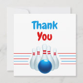楽しいブルー＆レッドボウリングキッズ6歳誕生日 サンキューカード (正面)