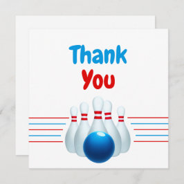 楽しいブルー＆レッドボウリングキッズ6歳誕生日 サンキューカード