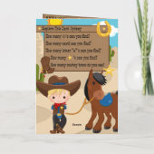 楽しいブロンドの少年たち 迷路だらけのカウボーイの誕生日 カード (裏面)