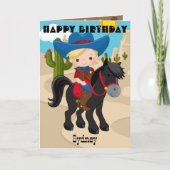 楽しいブロンドの少年たち 迷路だらけのカウボーイの誕生日 カード (正面)