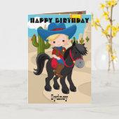 楽しいブロンドの少年たち 迷路だらけのカウボーイの誕生日 カード (黄色い花)