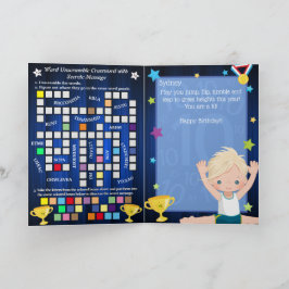楽しいブロンドの少年体操の秘密のメッセージの誕生日 カード
