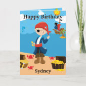 楽しいブロンドの海賊少年 あなたは迷路の達人 お誕生日おめでとう カード (正面)