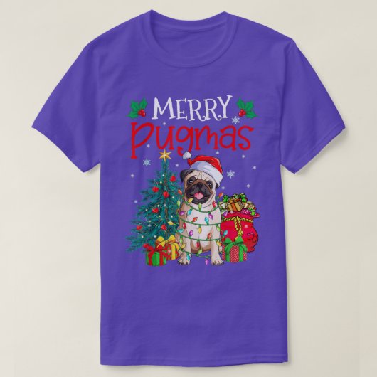 楽しいプグマス クリスマス 面白い犬 サンタ プグ サンタH Tシャツ (デザイン正面)