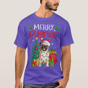 楽しいプグマス クリスマス 面白い犬 サンタ プグ サンタH Tシャツ