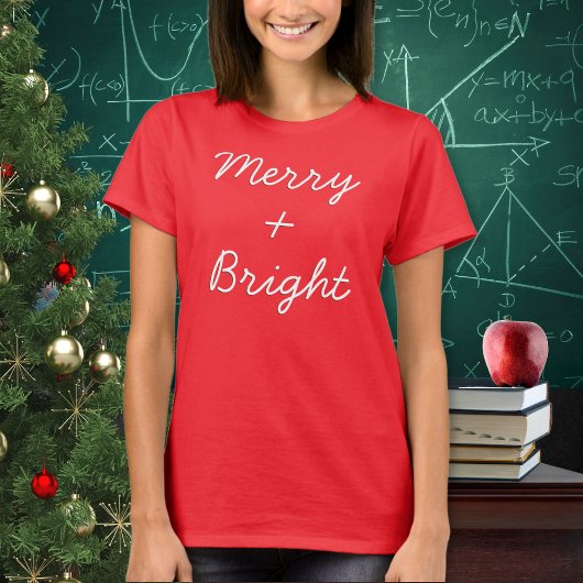 楽しいプラス記号の数学テーマのメリー・ブライト・クリスマス Tシャツ
