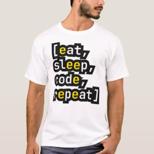 楽しいプログラマー デベロッパー Tシャツ Eat Sleep Code Repeat
