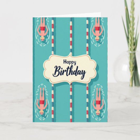 楽しいプールの誕生日カード カード (正面)