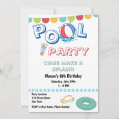 楽しいプールパーティーのご招待 招待状 (正面)
