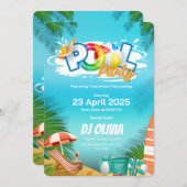 楽しいプールパーティーの招待状 招待状 (正面/裏面)
