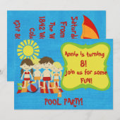 楽しいプールパーティー 招待状 (正面/裏面)