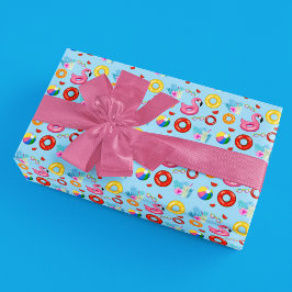 楽しいプールパーティー 泳ぐ 誕生日 ラッピングペーパーシート