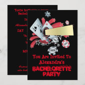 楽しいベガススタイルのポーカーカジノチップ独身最後の夜 招待状 (正面/裏面)