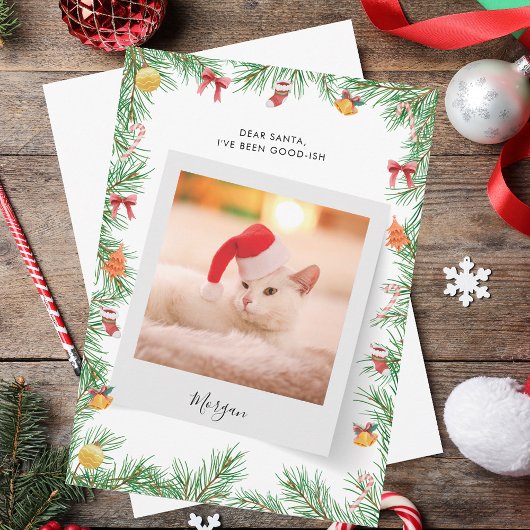 楽しいペット猫の写真のカスタムクリスマスリスト シーズンカード