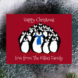 楽しいペンギンの家族 クリスマス ポストカード