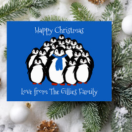 楽しいペンギンの家族 クリスマス ポストカード