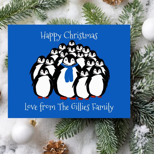 楽しいペンギンの家族 クリスマス ポストカード
