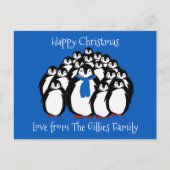 楽しいペンギンの家族 クリスマス ポストカード (正面)