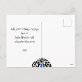 楽しいペンギンの家族 クリスマス 赤 ポストカード (裏面)