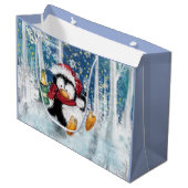 楽しいペンギン面白いクリスマス ギフトバッグ (正面アングル)