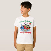 楽しいペンギン、メリークリスマスお誕生日おめでとう Tシャツ (正面フル)