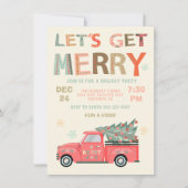 楽しいホリデーシーズンのクリスマス トラック ツリー 招待状 (正面)