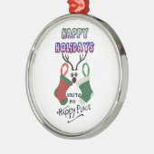楽しいホリデーシーズン あなたは私の幸せな場所 クリスマス メタルオーナメント (左)