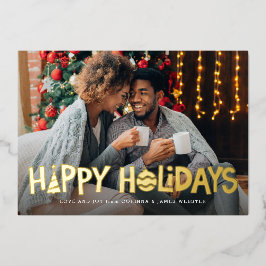 楽しいホリデーシーズン！かわいい写真家族フ 箔シーズンカード