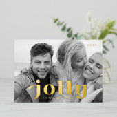 楽しいホリデーシーズン モダン シンプル ファミリーフォト 箔シーズンカード (立ち正面)