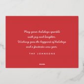 楽しいホリデーシーズン モダン シンプル ファミリーフォト 箔シーズンカード (裏面)