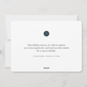 楽しいホリデーシーズン！現代的なクリスマスのオーナメントと松の木 シーズンカード (裏面)