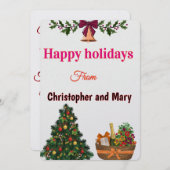 楽しいホリデーメッセージ フラットホリデーカード シーズンカード (正面/裏面)