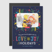 楽しいホリデー写真カード おしゃれなマグネット仕様 (正面/裏面)