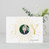 楽しいホリデー写真カード、喜びに満ちた、子供、宗教的な 箔シーズンカード (立ち正面)