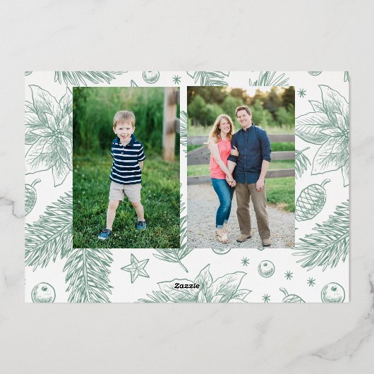 楽しいホリデー写真カード、喜びに満ちた、子供、宗教的な 箔シーズンカード (裏面)