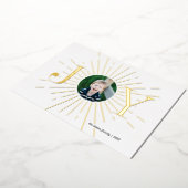 楽しいホリデー写真カード、喜びに満ちた、子供、宗教的な 箔シーズンカード (回転した状態)