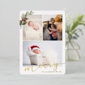 楽しいホリデー写真 箔シーズンカード (立ち正面)