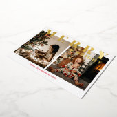 楽しいホリデー2枚写真のゴールドホイルカード 箔シーズンカード (回転した状態)